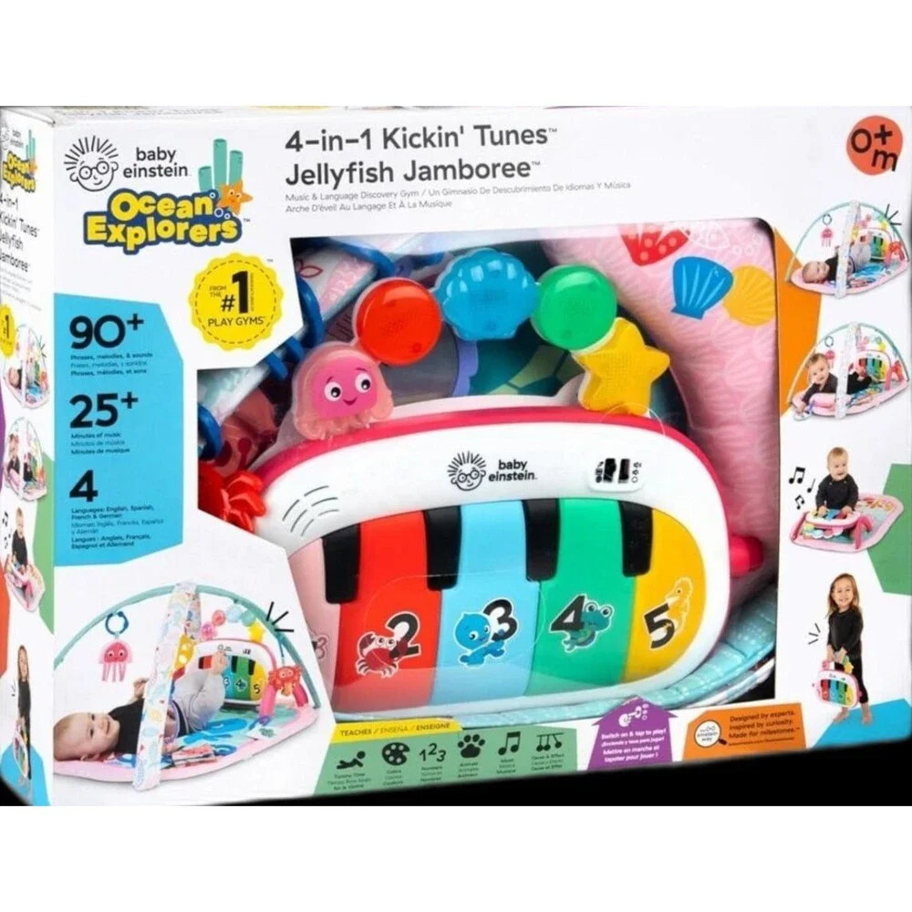 Baby Einstein 4-in-1 Kickin Tunes Jellyfish Jamboree Music Gym Pink NWT